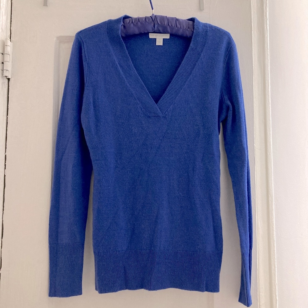 Sapphire blue V-neck sweater